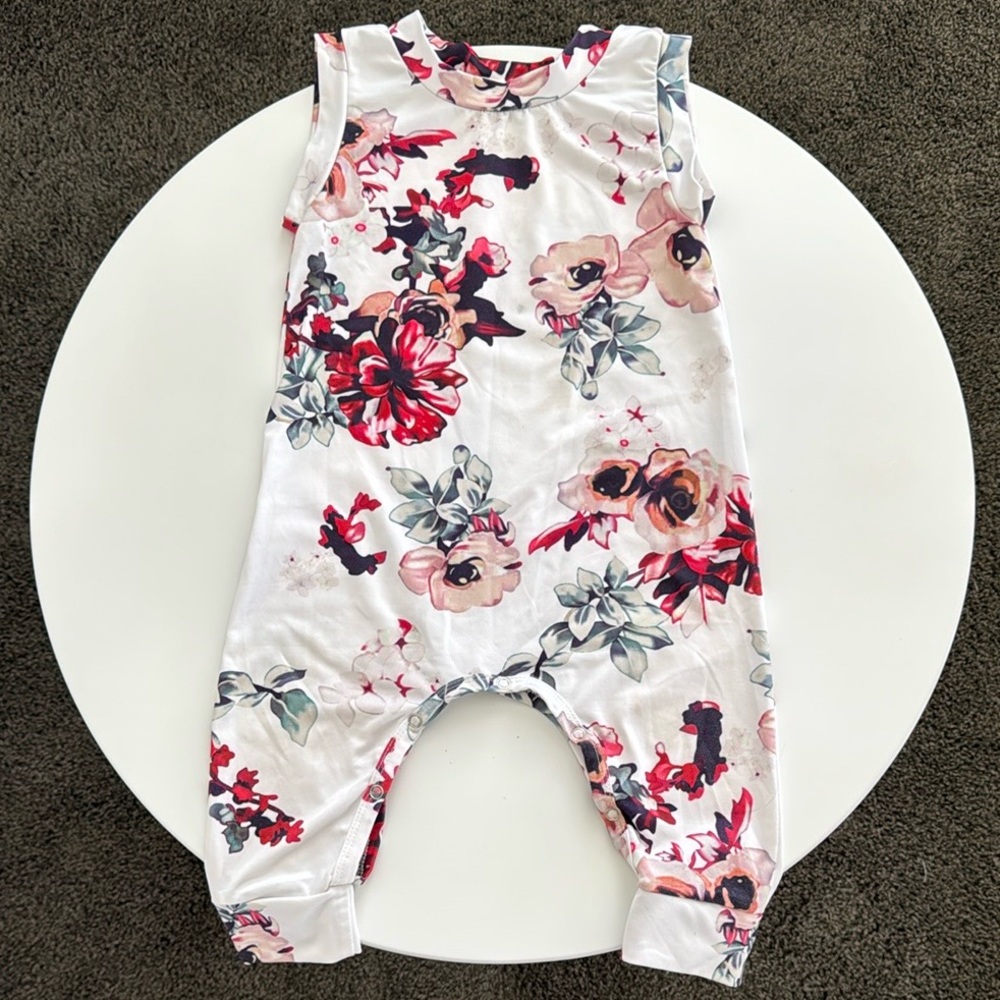 Floral Pig Sleeveless Romper 2T